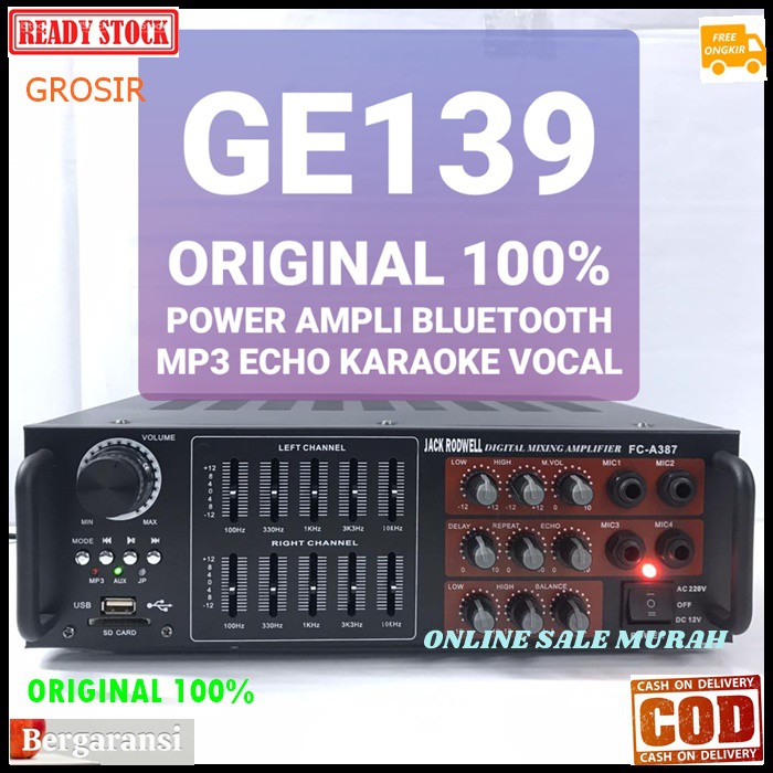 G139 jack rodwell original digital echo mixer mixing power ampli bluetooth  Amplifier bluetoot Equalizer bluetot karaoke blutut USB MP3 player audio sound system AC DC profesional pro aux dj vocal vokal 4 channel chanel  MAXSIMAL SPEAKER PASIF UKURAN BISA