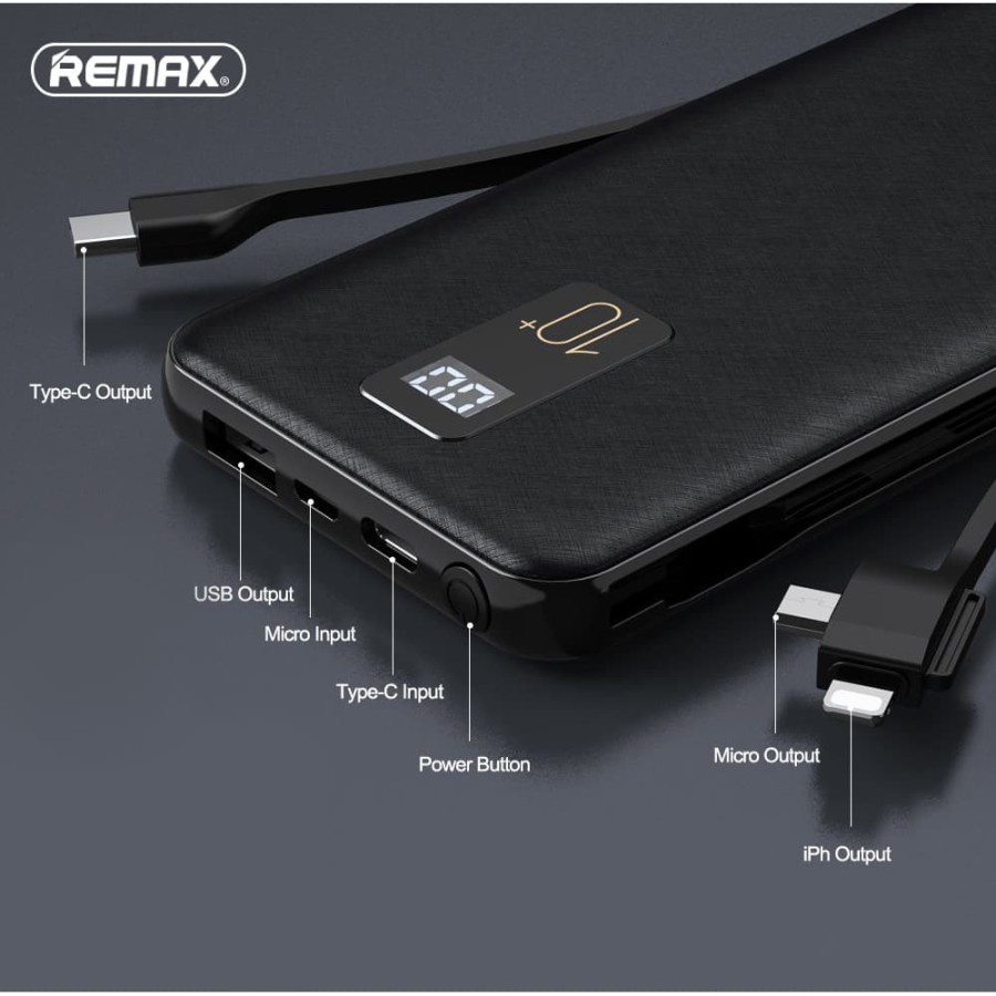 REMAX 10000mAh Power Bank With Cable RPP-160