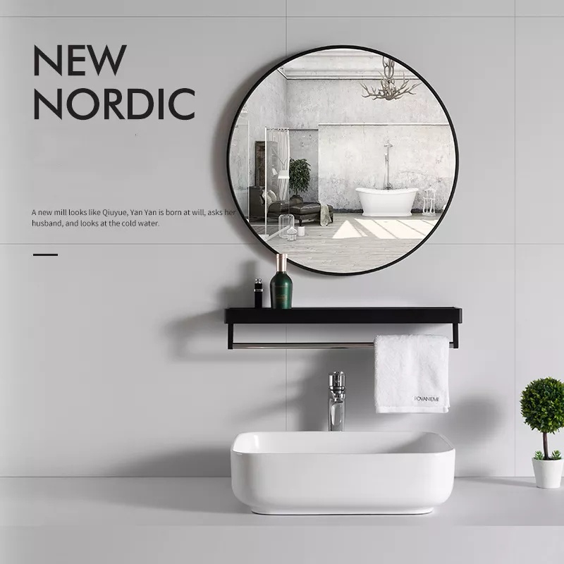 Cermin Dinding Nordic Style + Hanger - Bathroom Mirror