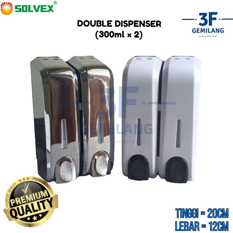 Solvex - SOAP DISPENSER DOUBLE - Tempat Sabun Cair - PREMIUM QUALITY