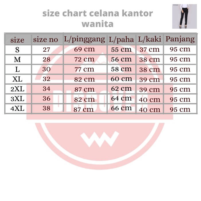 Celana Kerja Wanita Kantor Formal Bahan Dasar Kain Ukuran S-5XL Model slimfit standart