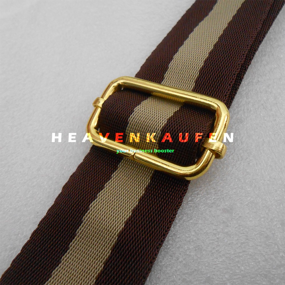 Strap Tas / Tali Selempang Tas Wanita Lebar 3,8 cm Coklat Strip Cream Kait Warna Gold Emas