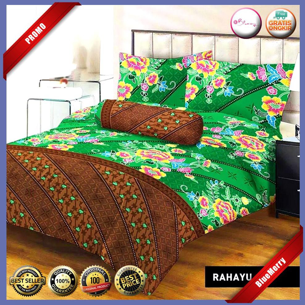 Sprei Lady Rose Rahayu No.2 Queen 160 Seprai Hijau Batik Bunga Modern BMSC672