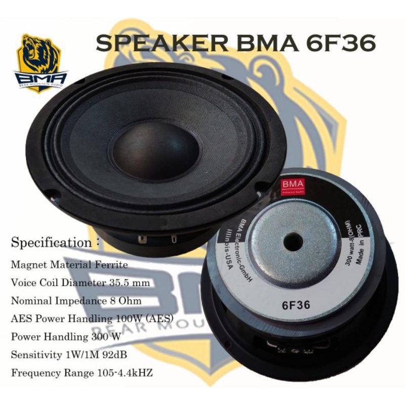 SPEAKER BMA 6 INCH SPIKER BMA 6F36 ORIGINAL