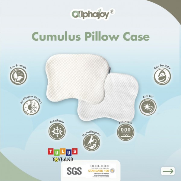 Sarung Bantal Alphajoy CUMULUS Pillow Case Bamboo Organic Cotton Premium Jacquard Wedge Pillowcase Anak Bayi anti alergi halus lembut