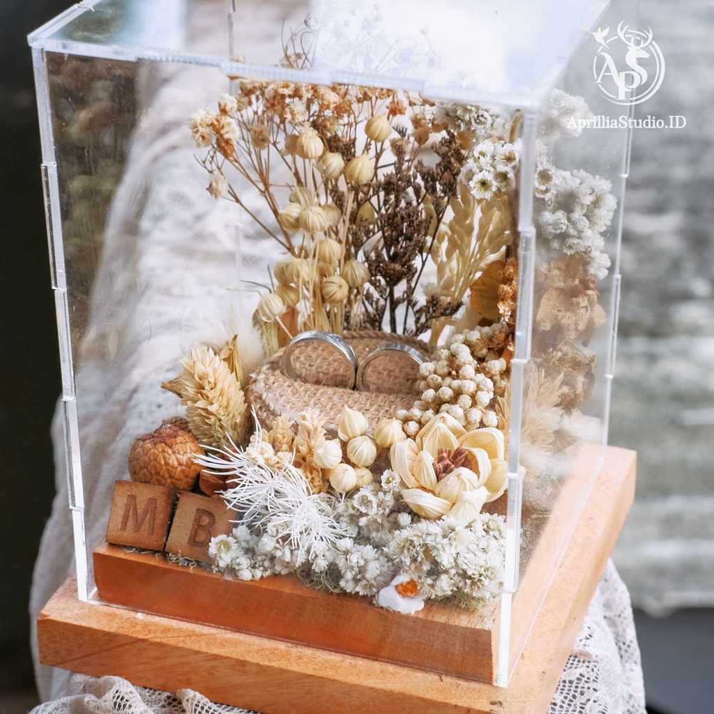 KOTAK PERHIASAN LAMARAN | TEMPAT CINCIN PERNIKAHAN RUSTIC KINASIH 15X12X12 CM