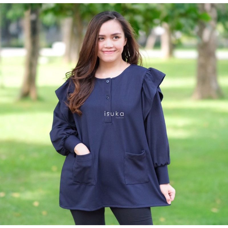Minah Top Navy Preloved (by Isuka Fashion)