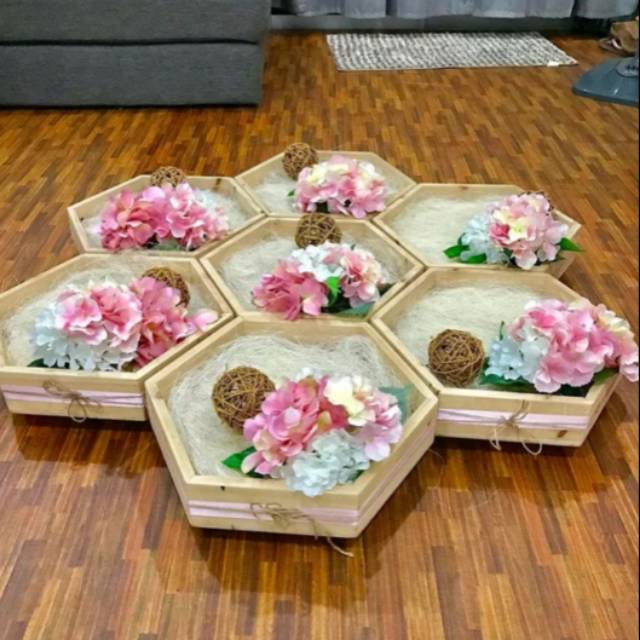 Kotak seserahan hexagonal jati belanda | Shopee Indonesia