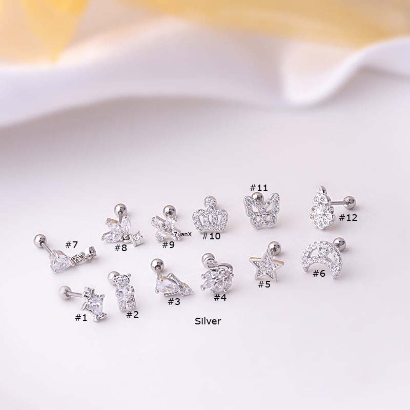 1pc Anting Tusuk Bentuk Bintang / Bulan / Gagak Bahan Stainless Steel 20Gauge