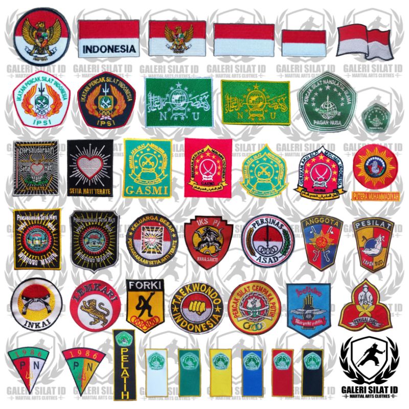 Bet Logo Bordir Beladiri - Indonesia - IPSI Hitam Putih - NU - Nahdlatul Ulama - Stip Palet Sabuk - 