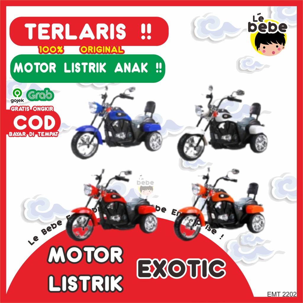 Motor Aki Anak Harley Motor Listrik  EMT 2202 Sepeda Lipat Folding Bike Sepeda Anak Sepeda ORIGINAL 