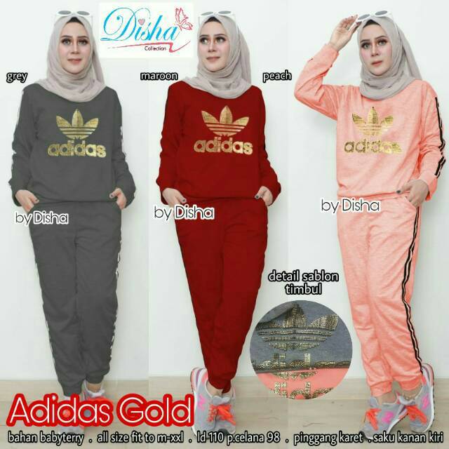 BAJU OLAHRAGA ADIDAS GOLD SET TRAINING WANITA MUSLIMAH BY DISHA COLLECTION