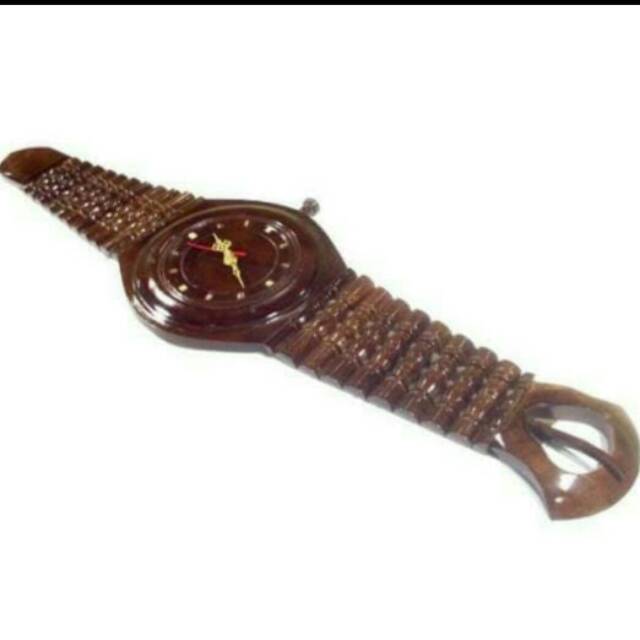 JAM DINDING MODEL JAM TANGAN UKURAN BESAR BAHAN KAYU JATI UKURAN BESAR