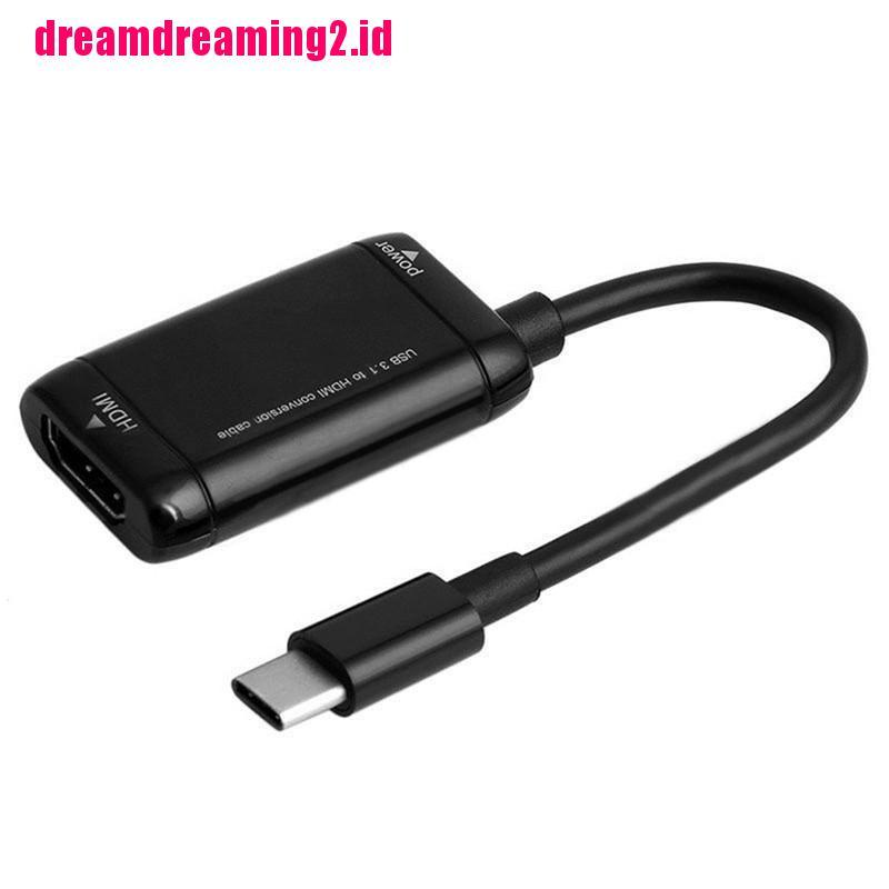 （✔✔❤Kabel Adapter USB 3.1 Tipe C to HDMI Warna Hitam Untuk MHL Android Tablet