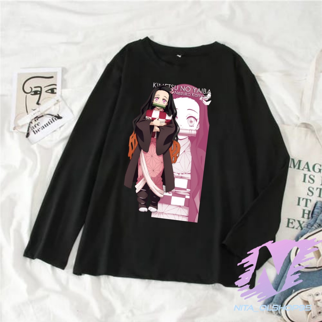 baju nezuko terbaru kaos anak lengan panjang anime kimetsu yaiba nezuko
