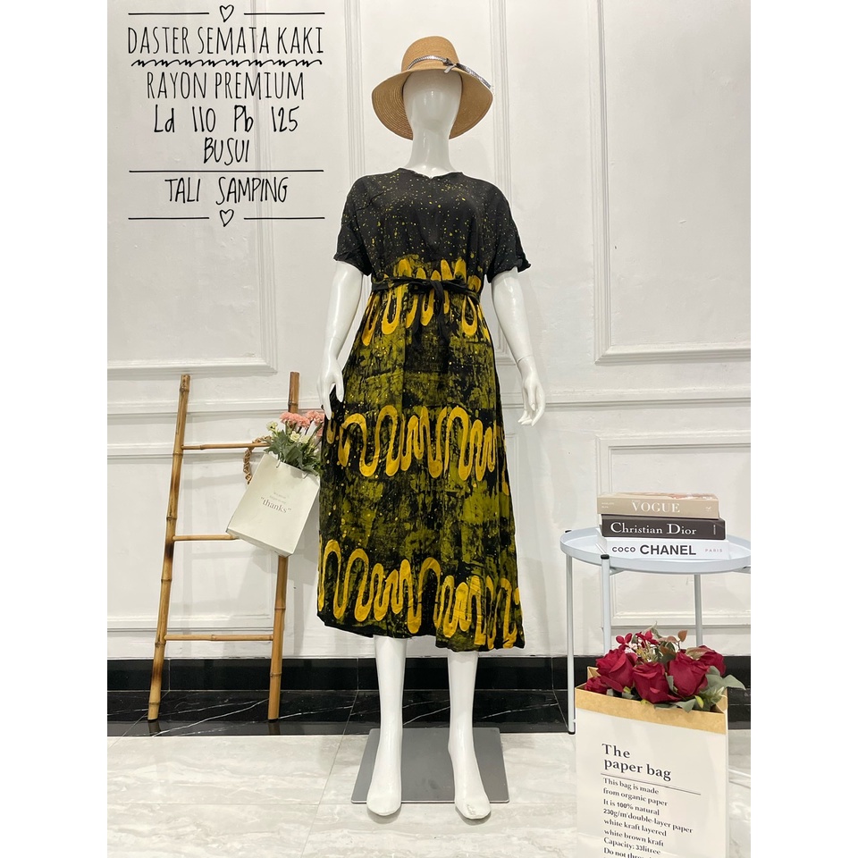 Hot Sale ! Daster Long Semata Kaki abstrak cap - Daster Twill Rayon - Daster Jumbo lengan pendek - Daster Batik Usman kekinian-5
