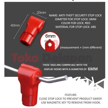 stop lock 6 mm kunci pengaman display etalase kunci magnet kunci ram