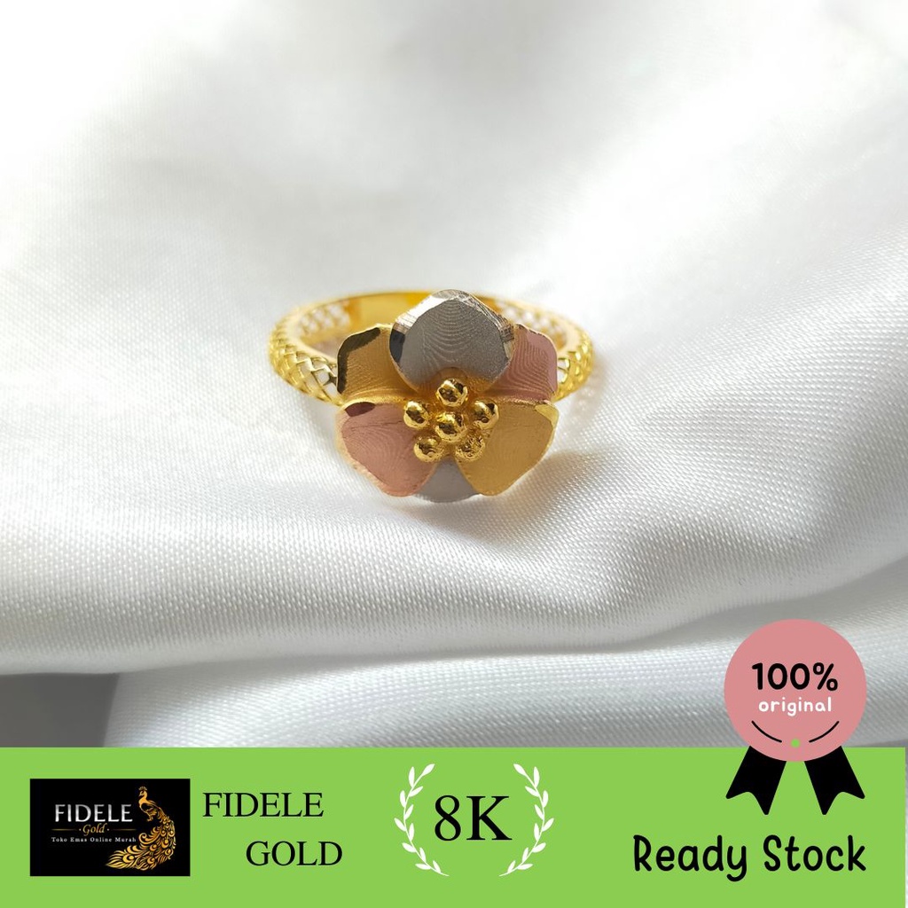 Cincin Kendari Bunga Emas Asli Ring jumbo ring 17 emas 375