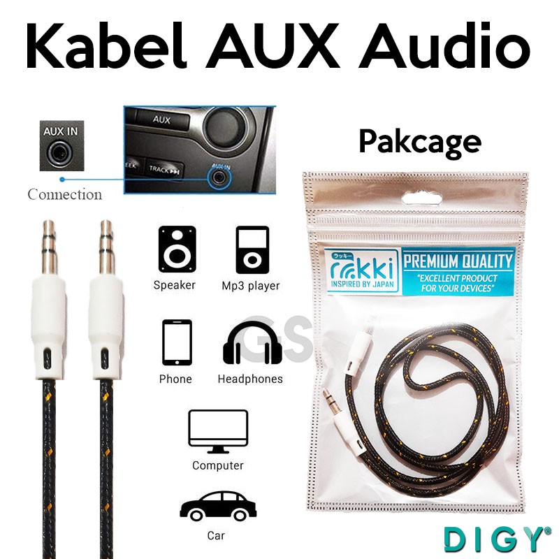 Kabel AUX Audio 3.5 AXL44 Kabel Jack Audio Speaker to Headphone Speaker Tape Car