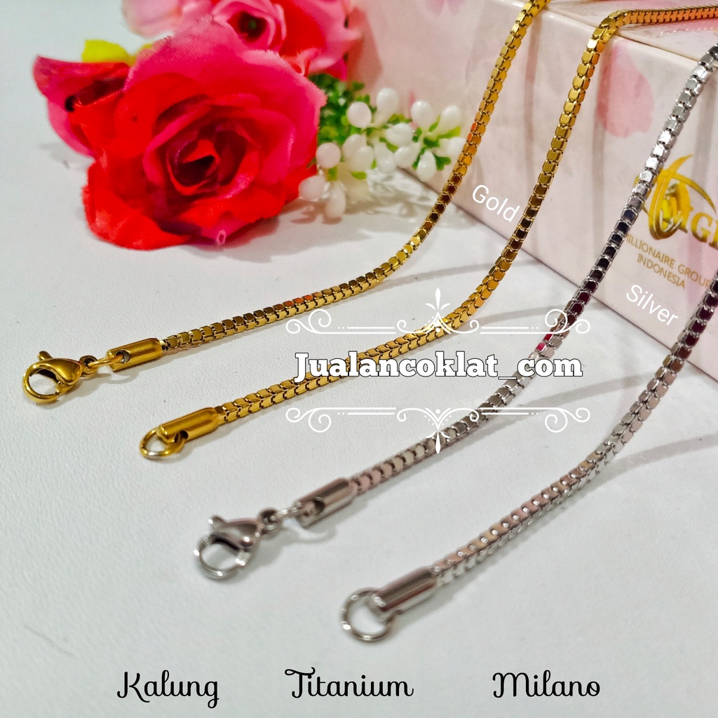 [[ 75cm ]] Milano silver / italy / tulang panah HIGH QUALITY  rantai kalung titanium stainless 316L 