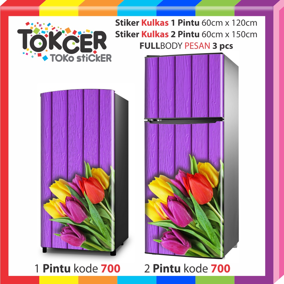 STIKER Kulkas 1 Pintu atau 2 Pintu STANDAR Bunga TULIP WARNA