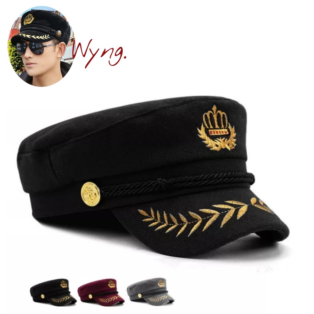 Topi Kapten Marinir Fisherman Yacht Navy Skipper Sailor Military Captain Embroidery Badge Hat