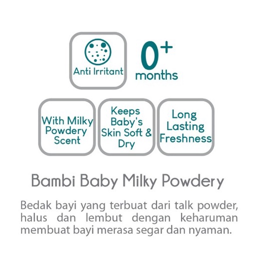 Bambi Baby Powder with Licorice &amp; Chamomile - Milky Powdery 100gr