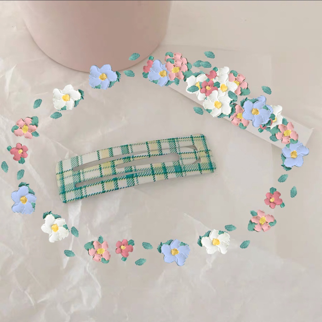 Girl ig Sweet Plaid Hair Clip cute Heart Bangs Clip Candy Color Hairpin Hair Accessories Headdress