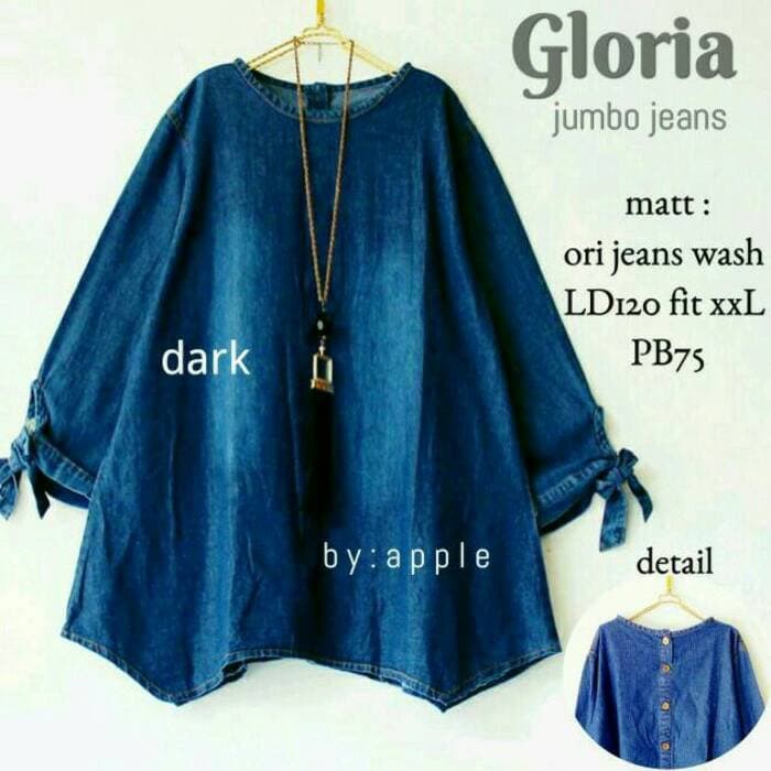 blouse jumbo xxl LD 120 - atasan jeans - baju wanita murah