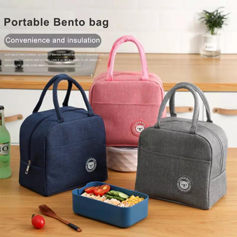 portable lunch bag cooler thermal insulated / tempat bekal makan alumunium foil insulation / tas lunch box bento picnic