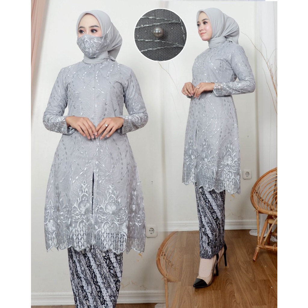 Permata Olshop / Kebaya Tunik Busui Ningrum AD / Tunik Brokat Modern / Kebaya Pesta / Kebaya Busui