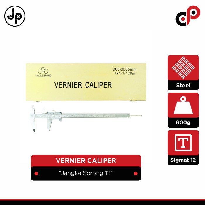 

Sigmat 12" Tricle Brand Vernier Caliper Jangka Sorong 12" (0.05Mm)