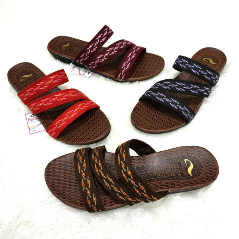 Sandal wanita terbaru... sandal fashion keren ban 3 silang motif kerlip. Felonie