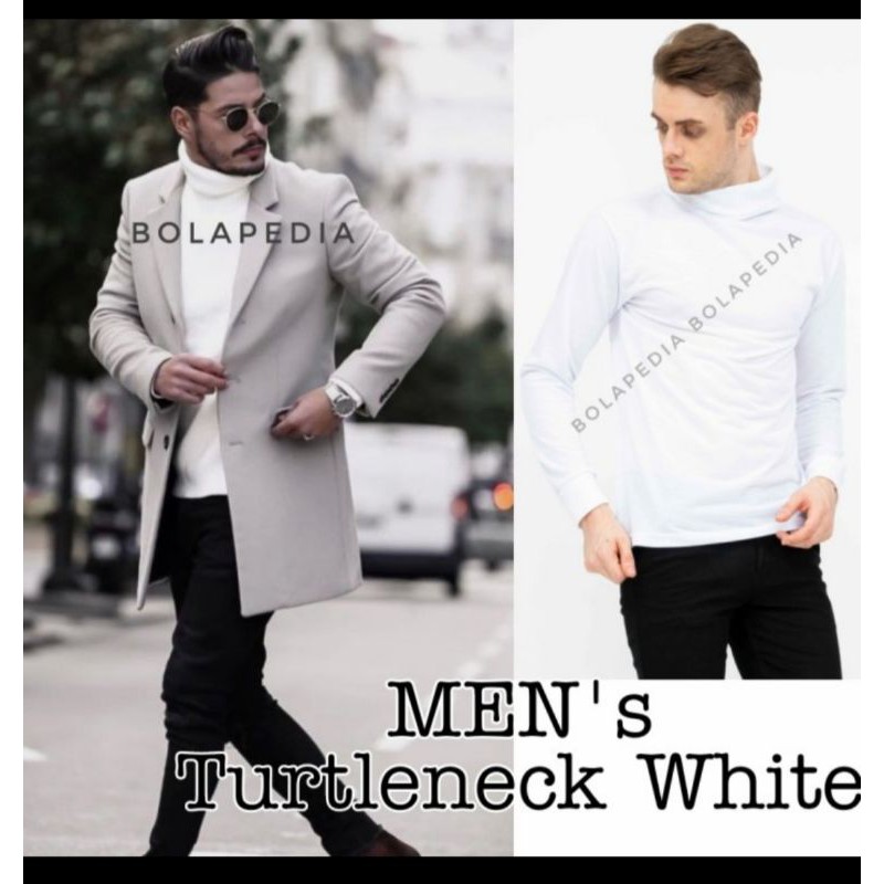 kaos TRUTLENECK PUTIH turtle neck pria baju distro kerah tinggi hodie