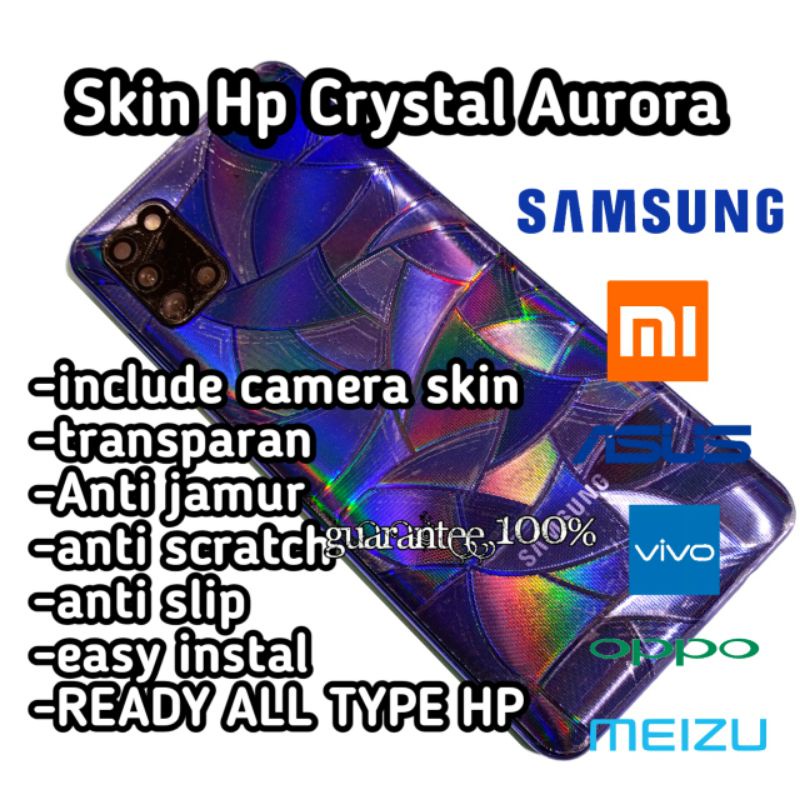 garskin hp + garskin camera Crystal bahan tebal anti jamur ready all merek all type