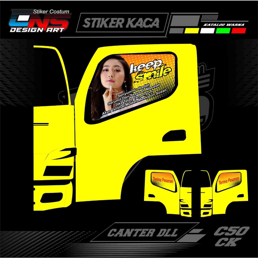 stiker kaca pintu truk/canter/pickup stiker variasi kaca pintu mobil truk/canter/all pickup stiker c