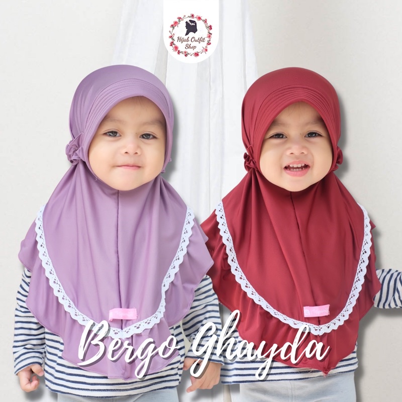 Ghayda Bergo Anak / bergo pad renda anak / kerudung renda / bergo jersey anak