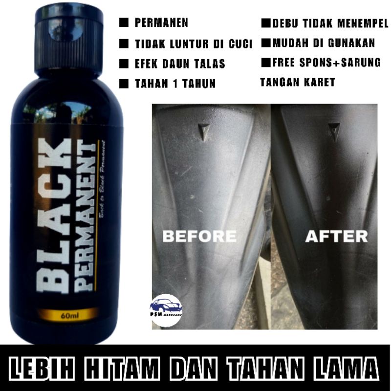 BLACK PERMANENT 60ML [Penghitam motor/mobil, Trim Restorer, Dasboard, Body motor/ mobil]