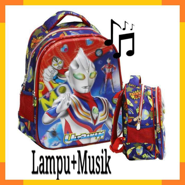 Tas Ransel Ultraman Lampu+Musik Tas Anak Sekolah TK