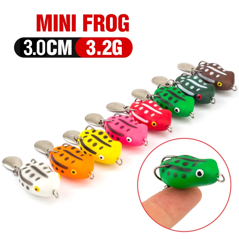 1 Pc Umpan Pancing Soft Bait Bentuk Katak Imitasi Ukuran 3cm / 3.2g 8 Warna