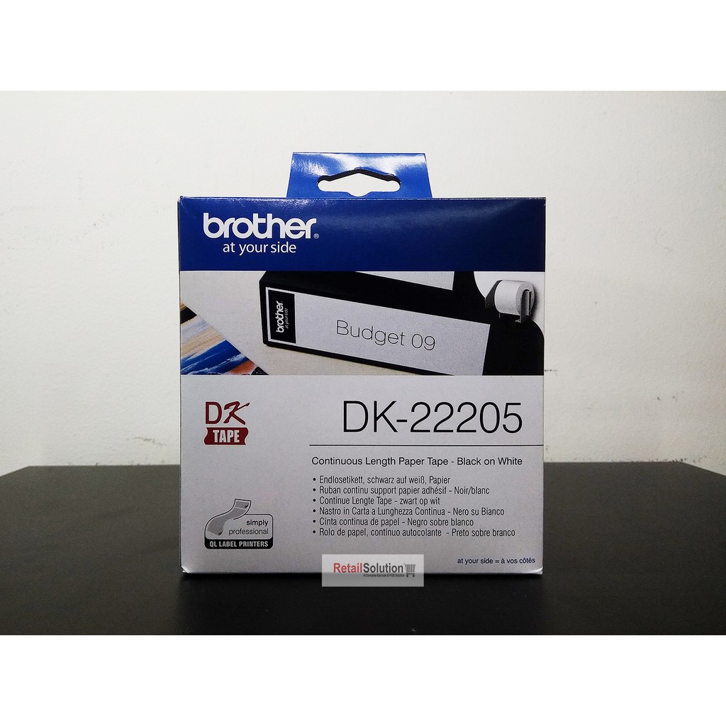 Tape Label Brother DK-22205 62mm Black on White - Isi 30M