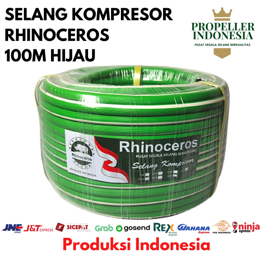 Selang Kompresor Hijau RHINOCEROS 100M Tanpa Hose Selang Kompresor Angin Selang Kompresor Angin