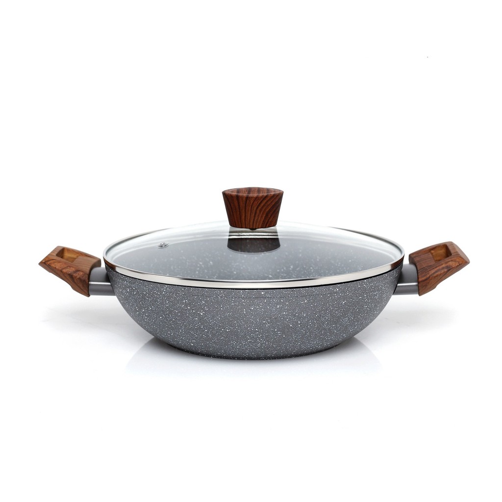 Cypruz wajan kuali kuwali anti lengket marble granit gas induksi wajan kuali marble murah