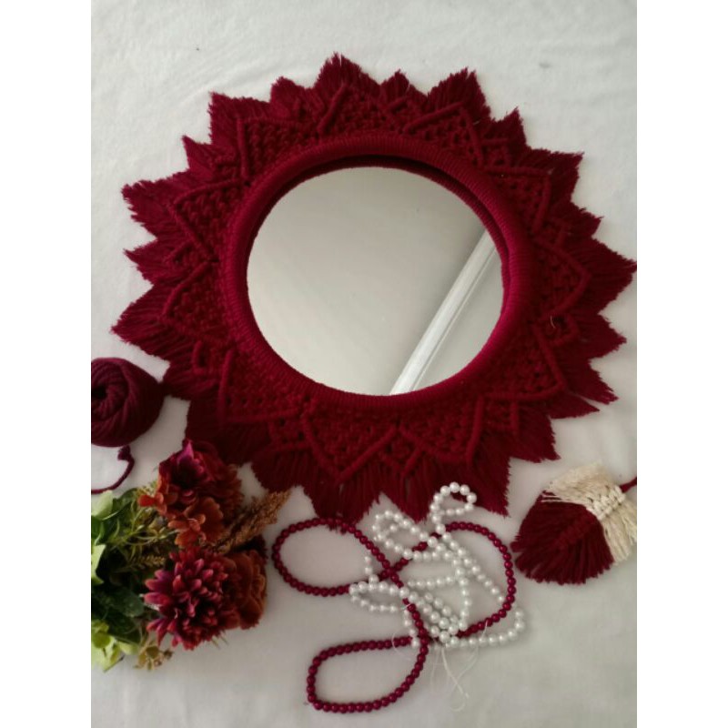 cermin macrame mirror macrame bulat D30cm unik murah