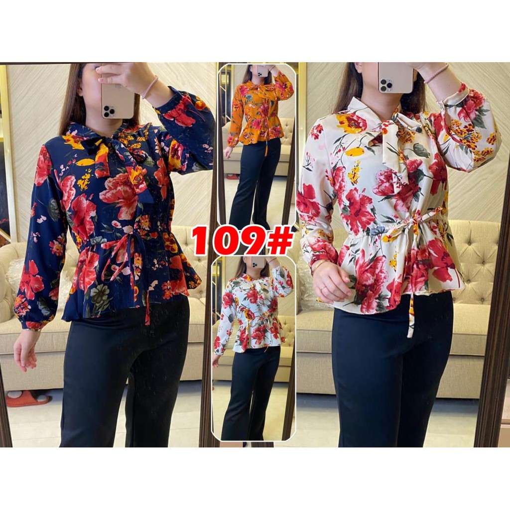 Vanesha Margaretta - 109# Atasan Wanita Bunga-Bunga/ blouse wanita/ baju kerja/outfit bunga