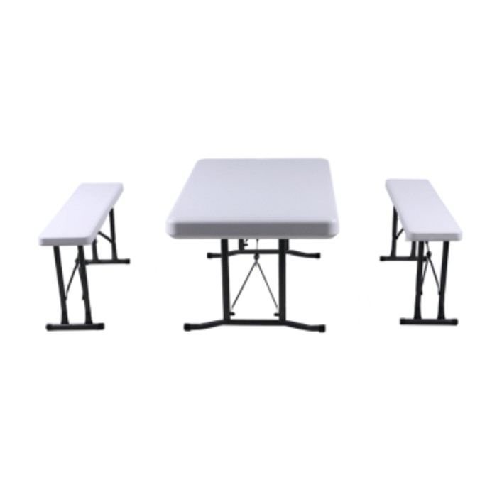 KRISBOW SET MEJA DAN BANGKU/ KURSI LIPAT 3 PCS - PUTIH