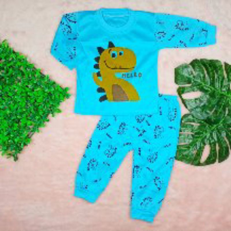 Piyama Anak Size 0-10bulan / Baju Tidur Anak / Piyama Bayi Gambar Dino