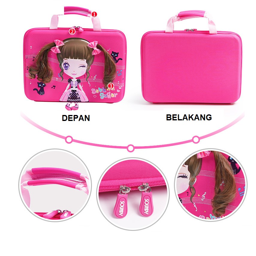 Tas jinjing anak / Tas Les Privat / Tas kursus / Tas sekolah anak motif Princess 3D YOME