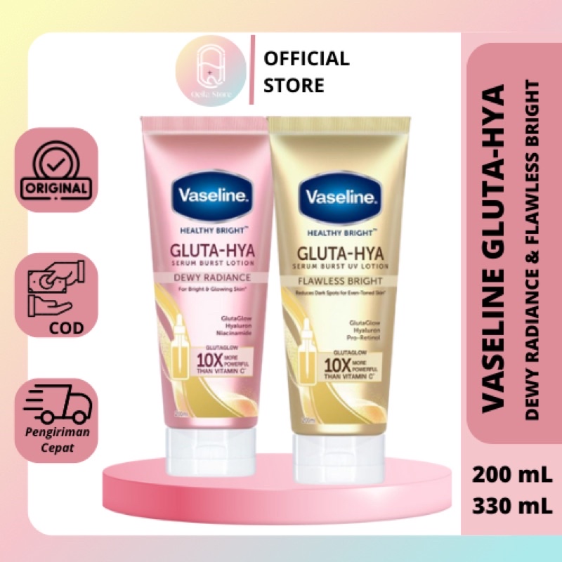 VASELINE GLUTA HYA SERUM BURST UV BODY LOTION 330 ML 200 ML HEALTHY BRIGHT / HAND BODY