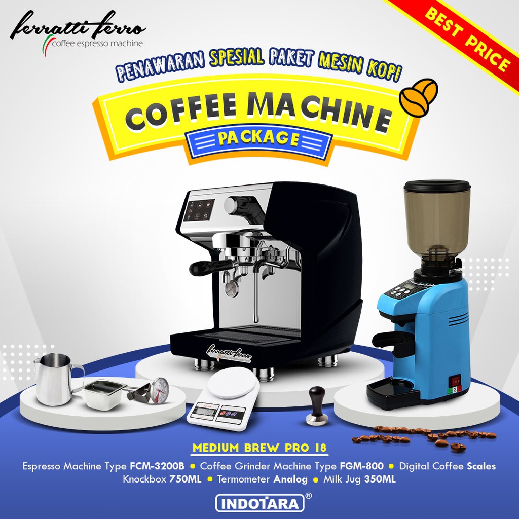 Paket mesin kopi Espresso Medium Brew Pro 16 - 17 - 18